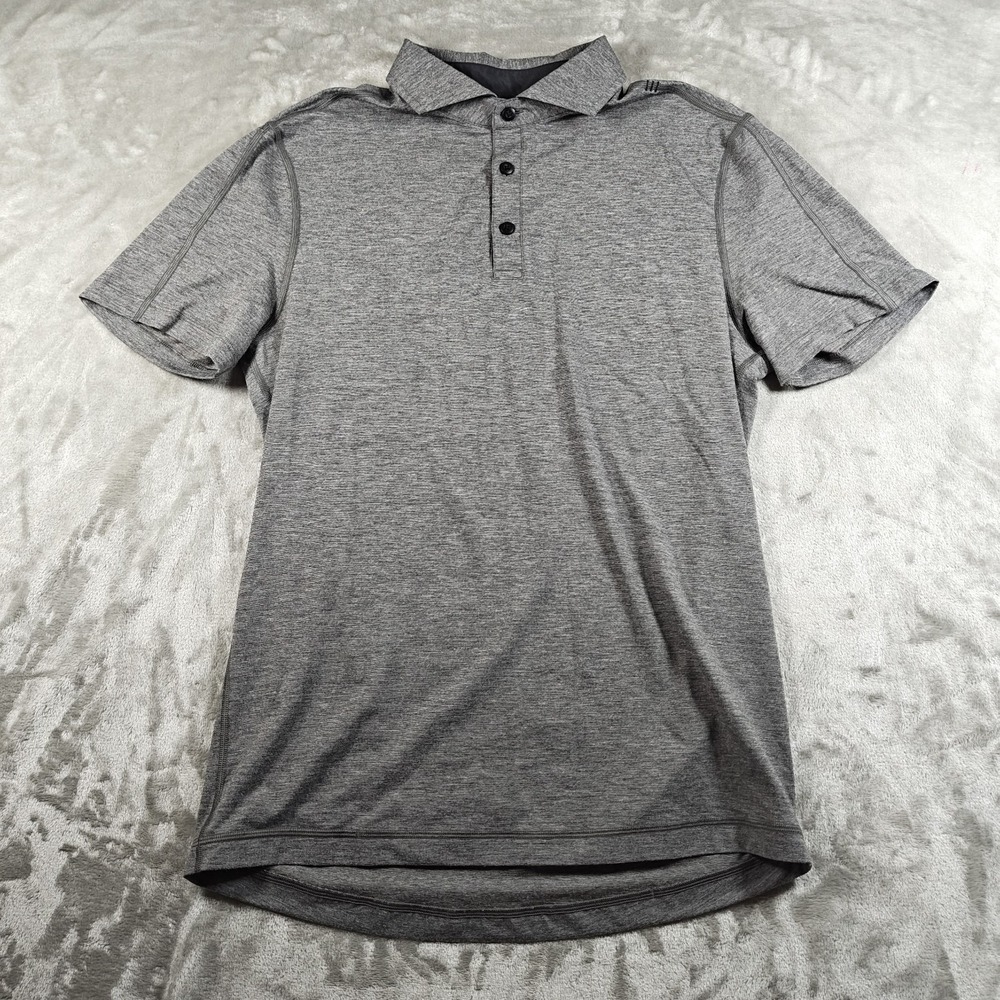 Lululemon Evolution Polo Shirt Mens Small Gray Performance Stretch Short Sleeve